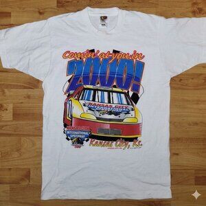 VintageKansas City Speedway Racing White Tee Fruit of the Loom Heavyweight Large